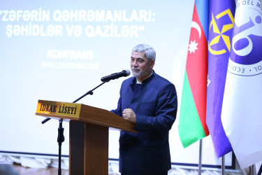 "İdrak” liseyində "Konstutsiya və Suverenlik ili" çərçivəsində “ 8 Noyabr-Zəfər Gününün beşinci ildönümünə həsr olunmuş "Zəfərin qəhrəmanları: şəhidlər və qazilər" adlı tədbir təşkil olundu