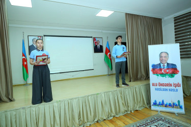 Binəqədi rayonu 83 № li məktəb-liseydə Ümummilli Lider Heydər Əliyevin xatirəsinə həsr olunmuş “Ulu Öndərin izi ilə – nəsildən nəsilə” adlı tədbir keçirildi