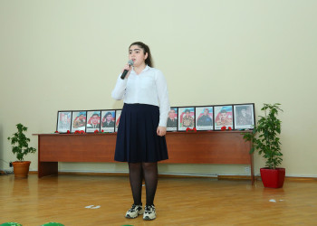 Binəqədi rayonu 179 № li tam orta məktəbdə 2016-cı il Aprel döyüşləri zamanı şəhidlik zirvəsinə ucalmış Emin Bağırovun və Fəxrəddin Qurbanlının anım gününə həsr olunmuş tədbir keçirildi