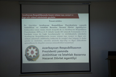 Binəqədi rayonunda fəaliyyət göstərən müəssisə və təşkilatlarda istehlakçıların hüquqlarının müdafiəsi, həmçinin, ticarət (xidmət) fəaliyyətinə olan ümumi tələblər mövzusunda maarifləndirmə tədbiri keçirildi