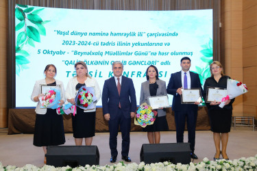 Binəqədi rayonunda “Yaşıl dünya naminə həmrəylik ili” çərçivəsində 2023-2024-cü ili əhatə təhsil ilinin yekunlarına və 5 Oktyabr - “Beynəlxalq Müəllimlər Günü”nə həsr olunmuş “Qalib ölkənin qalib gəncləri” adlı təhsil konfransı keçirildi