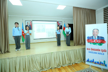 Binəqədi rayonu 83 № li məktəb-liseydə Ümummilli Lider Heydər Əliyevin xatirəsinə həsr olunmuş “Ulu Öndərin izi ilə – nəsildən nəsilə” adlı tədbir keçirildi