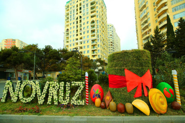 Novruz bayramı ərəfəsində Binəqədi rayonunun prospektləri, küçələri, parkları bayram əhval-ruhiyyəsi ilə bəzədilib