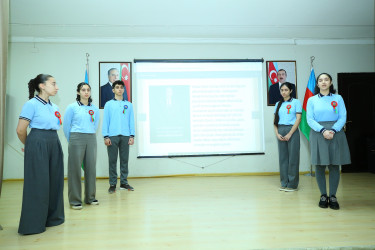 Binəqədi rayonu 83 № li məktəb-liseydə Ümummilli Lider Heydər Əliyevin xatirəsinə həsr olunmuş “Ulu Öndərin izi ilə – nəsildən nəsilə” adlı tədbir keçirildi