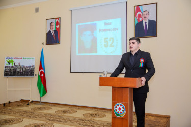 Binəqədi rayonu İlqar Məmmədov adına 298 № li tam orta məktəbdə şəhidin 52-ci ildönümü münasibətilə “Əbədiyaşar qəhrəman” adlı tədbir keçirildi