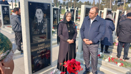 Şəhid Ağayev Ramiz İmamverdi oğlunun şəhadətinin ildönümü ilə əlaqədar məzarı ziyarət olundu